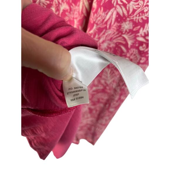 Patagonia Amber Dawn Dress Women L Pink Floral Criss Cross Back Worn Wear - Picture 7 of 8
